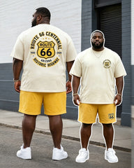 Big & Tall Men’s Route 66 Centennial Shield‑Print Crew-Neck Short‑Sleeve T‑Shirt And Shorts Set