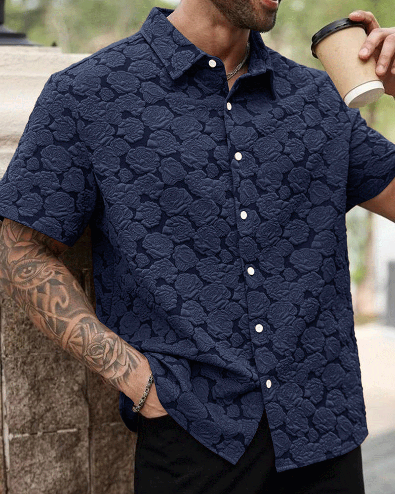 Big & Tall Men's Vintage Floral Print Short Sleeve Shirt