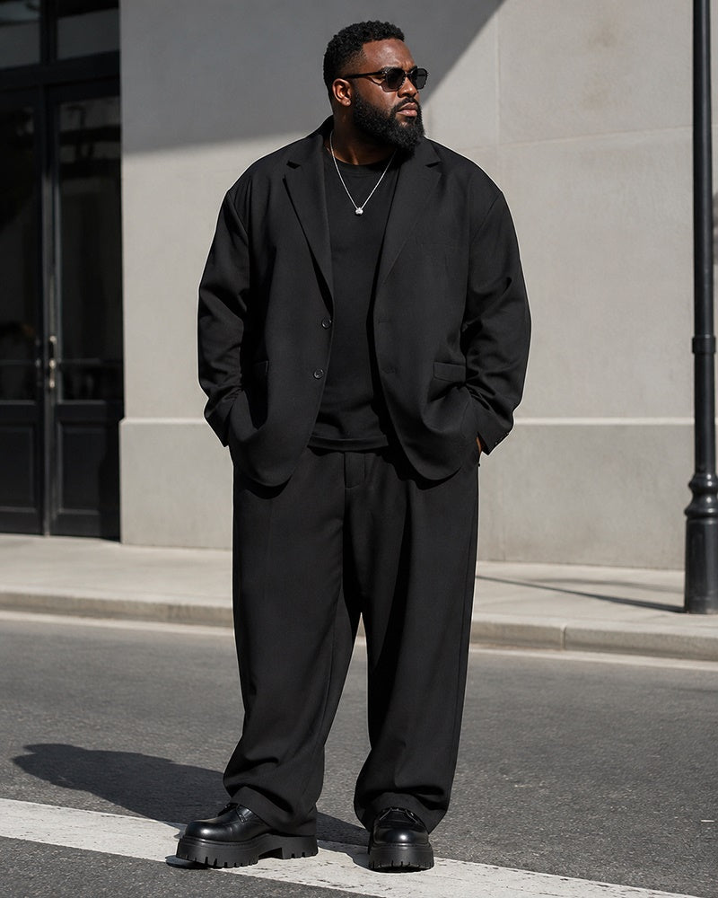 M-5XL Men's Casual Suit Jacket Wide Leg Pants Two-Piece Set-Excluding Inner T-Shirt