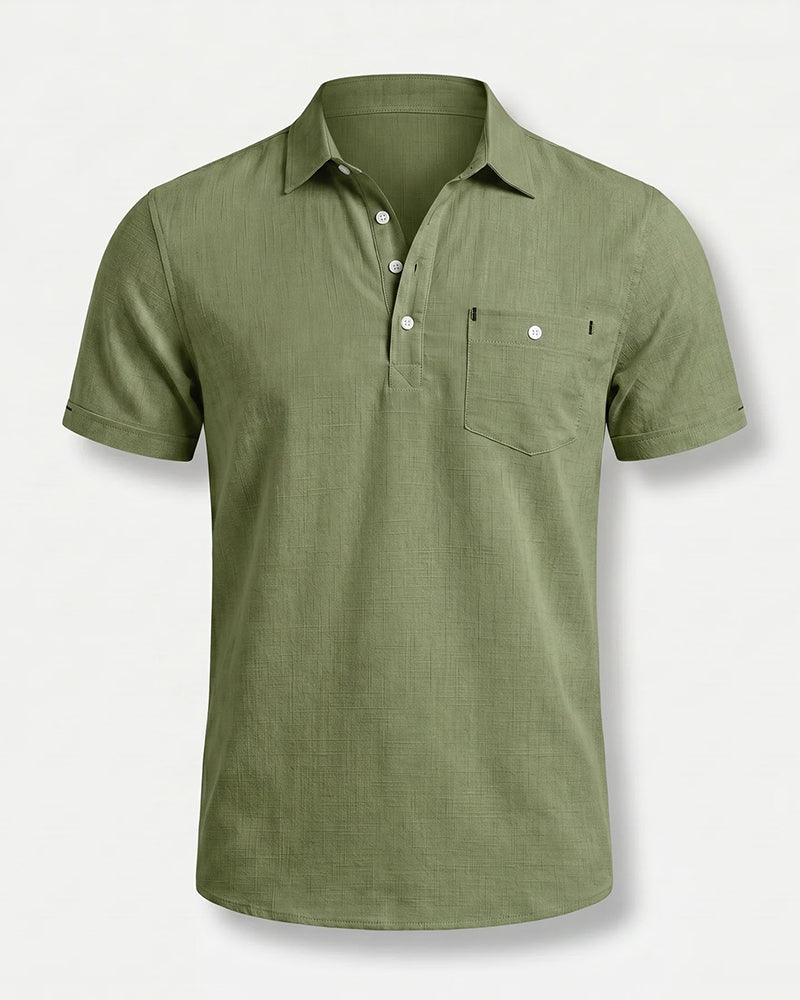 S-3XL Men's Casual Cotton Linen Short-sleeved Thin Shirt With Leck