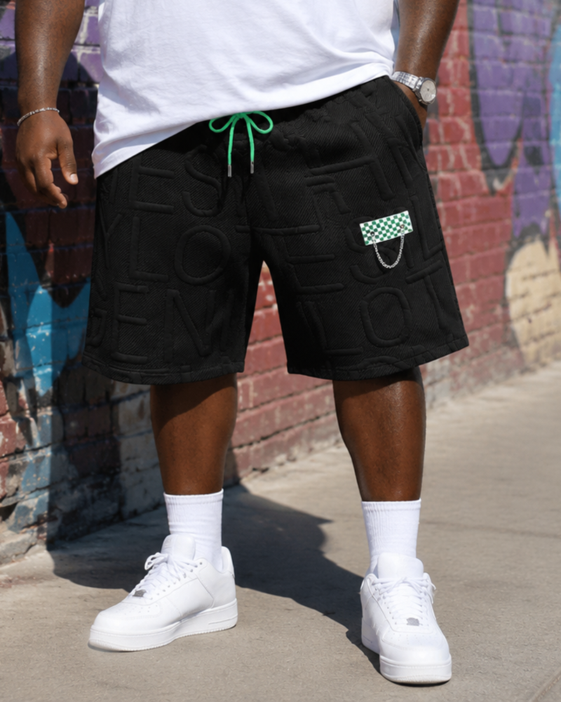 M-7XL American-style Embossed Chain-embellished Cropped Shorts
