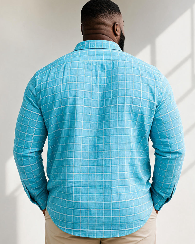 Big & Tall Men's Long Sleeve Printed Check Shirt