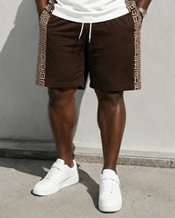 Big & Tall Men's "King" Letter Printed Round Neck Short Sleeve T-Shirt Shorts Set