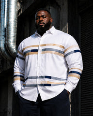 Big & Tall Men's Horizontal Stripe Printed Long Sleeve Shirt Pants Set