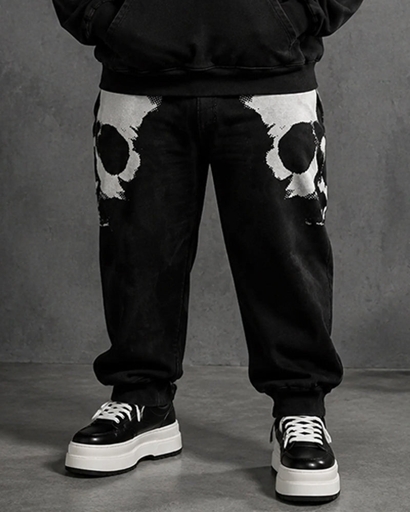 Big & Tall Men's Skull Print Hoodie Set