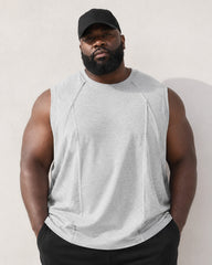L-9XL Solid Color Heavy Cotton Round Neck Sleeveless Vest