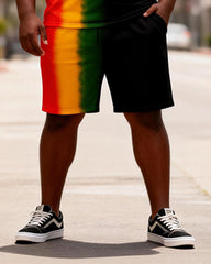 Big & Tall Men's "ONE LOVE" Gradient Printed Crew Neck Short Sleeve T-shirt Shorts Set