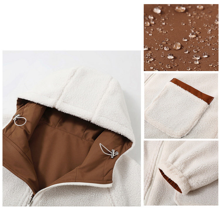 5XL-11XL Large Size Men's Fleece Hooded Jacket Windproof Double-Sided Wearing