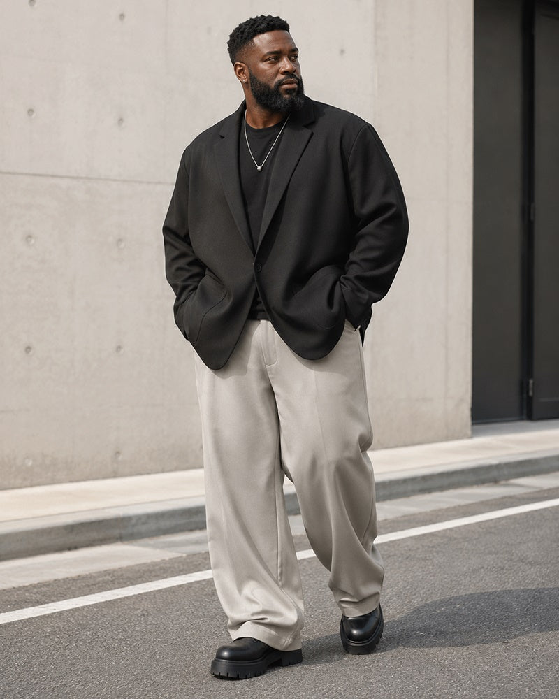 M-5XL Men's Casual Suit Jacket Wide Leg Pants Two-Piece Set-Excluding Inner T-Shirt