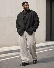 M-5XL Men's Casual Suit Jacket Wide Leg Pants Two-Piece Set-Excluding Inner T-Shirt