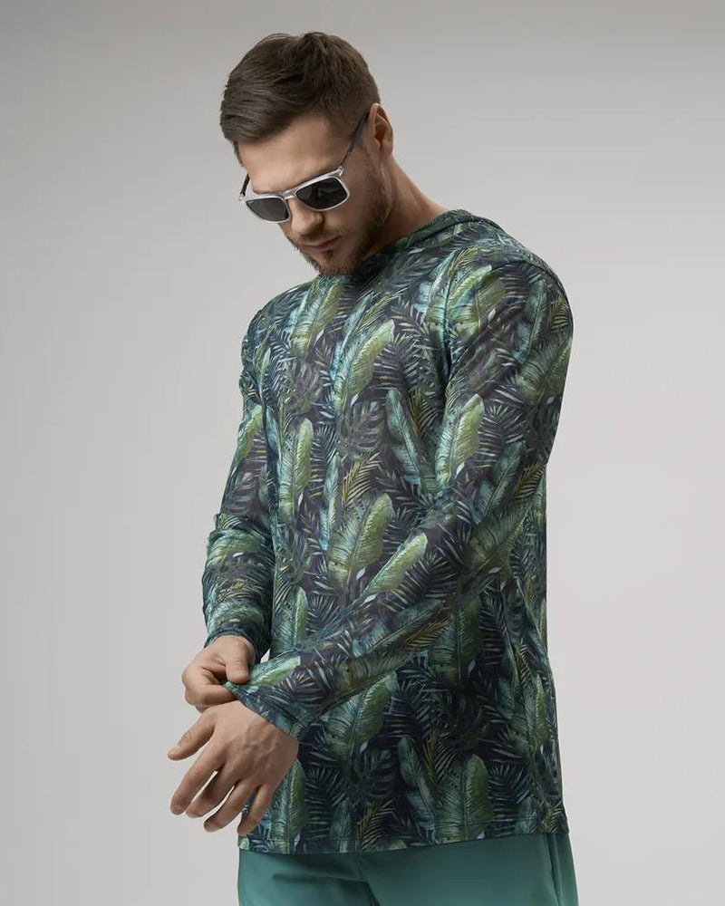 Camouflage Beach Blouse Hooded Long Sleeve T-shirt M-3XL