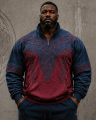 Big & Tall Men's Vintage Celtic Knot Print Half Zip Sweat Set