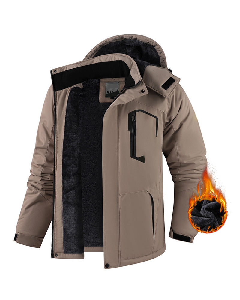 M-6XL Velvet Warm Outdoor Windproof Mountaineering Suit