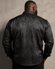 Big & Tall Men's Paisley Dark Jacquard Long Sleeve Shirt