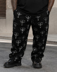 Big & Tall Men's Gothic Letter GOD OF TRUTH Cross Printed T-Shirt Pants Set