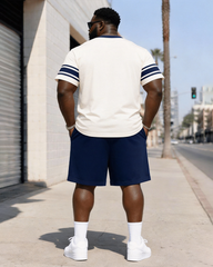 Big & Tall Men's Route 66 Centennial Striped Shield Printed Crewneck Short Sleeve T-Shirt Shorts Set