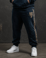 Big & Tall Men's Wolf Head Viking Rune Print Half Zip Sweat Set
