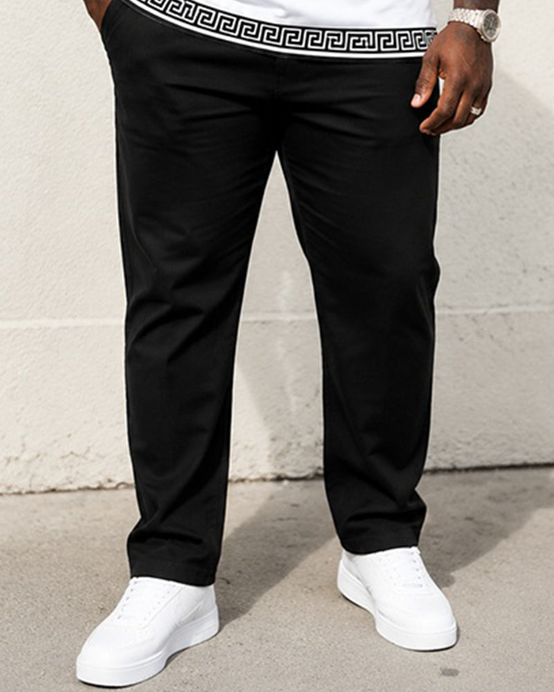 Big & Tall Men's Printed Polo Short Sleeve Pants Set