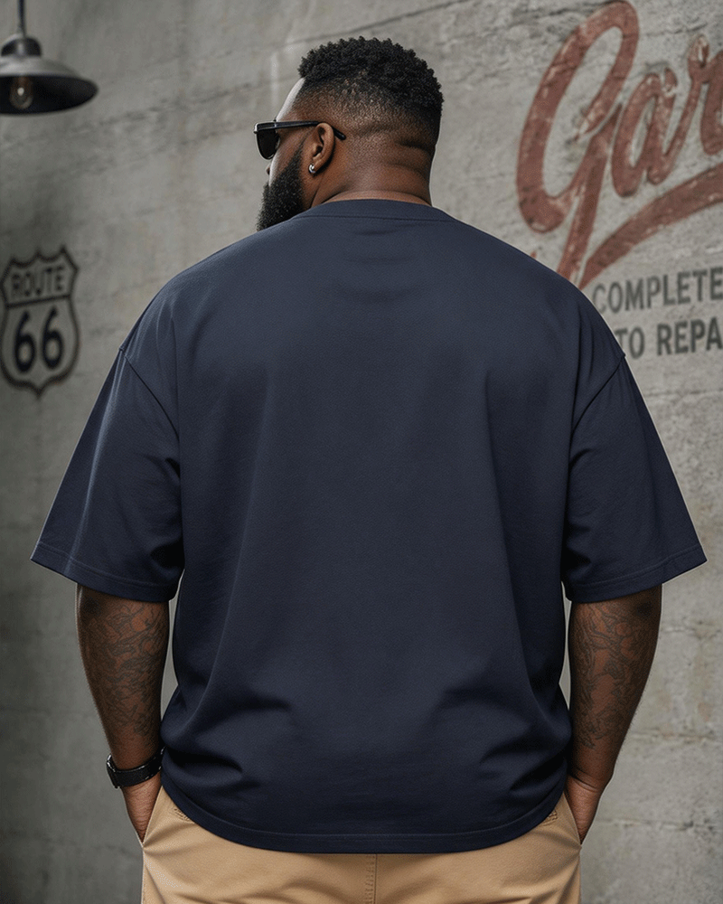 Big & Tall Men's Vintage Gentleman Top Hat Beard Printed Round Neck Short Sleeve T-Shirt