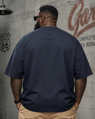 Big & Tall Men's Vintage Gentleman Top Hat Beard Printed Round Neck Short Sleeve T-Shirt
