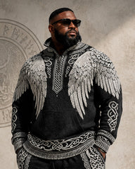 Big & Tall Men’s Nordic Wings Celtic Knot–Print Half-Zip Hoodie Set