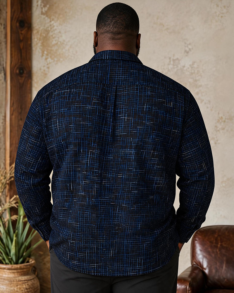 Big & Tall Men's Fine Mesh Jacquard Long Sleeve Shirt