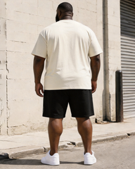 Big & Tall Men's Simple ROOT66 Shield Printed Round Neck Short Sleeve T-Shirt Shorts Set