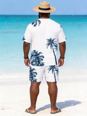 Big & Tall Men's Navy Coconut Printed Crew Neck Short Sleeve T-shirt Shorts Set