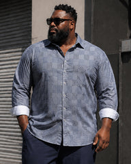 Big & Tall Men's Dark Plaid Print Long Sleeve Shirt Pants Set