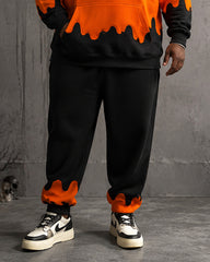 Big & Tall Men's Halloween Pumpkin Ghost Print Hoodie Set