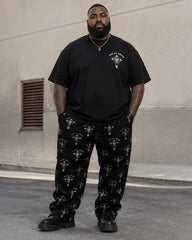 Big & Tall Men's Gothic Letter GOD OF TRUTH Cross Printed T-Shirt Pants Set