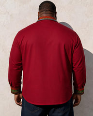 Big & Tall Men's African Color Totem Print Long Sleeve Shirt
