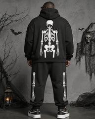 Big & Tall Men's Full Body Skeleton Skull Print Hoodie Set