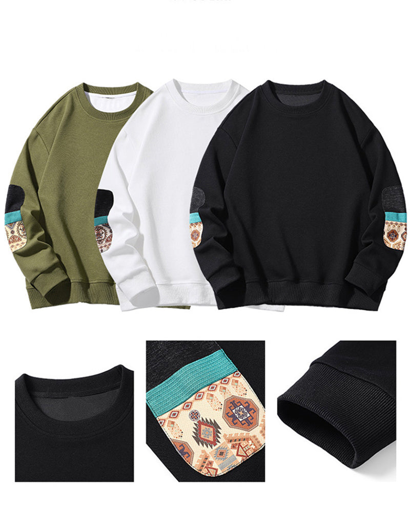 M-8XL Round Neck Long Sleeve Pullover Sweater