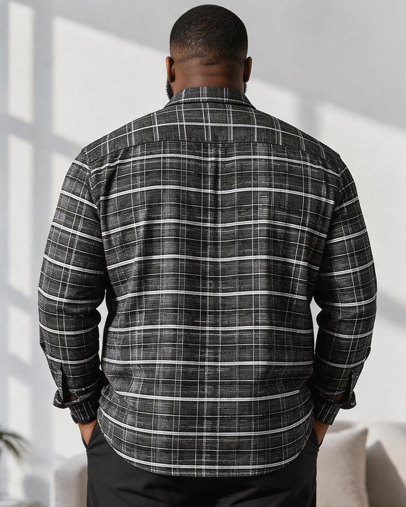 Big & Tall Men's Long Sleeve Printed Check Shirt