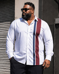 Big & Tall Men's Printed Long Sleeve Shirt Pants Set With Vertical Stripes On Side