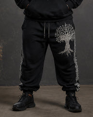 Big & Tall Men's Tree Of Life Rune Print Half-Zip Sweat Set