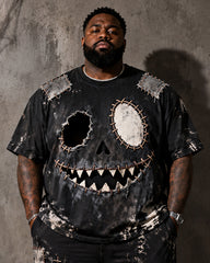 Big & Tall Men's Halloween Patch Ghost Print T-Shirt Pants Set