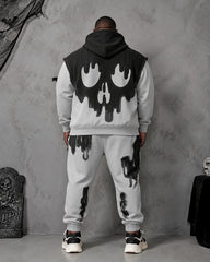 Big & Tall Men's Skull Melting Drop Print Hoodie Set