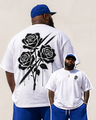 Big & Tall Men’s Tie-Dye Black Rose Twill Printed Crew-Neck Short-Sleeve T-Shirt And Shorts Set