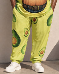 Big & Tall Men's Aocado Creative Fake Belly Printed T-Shirt Pants Set