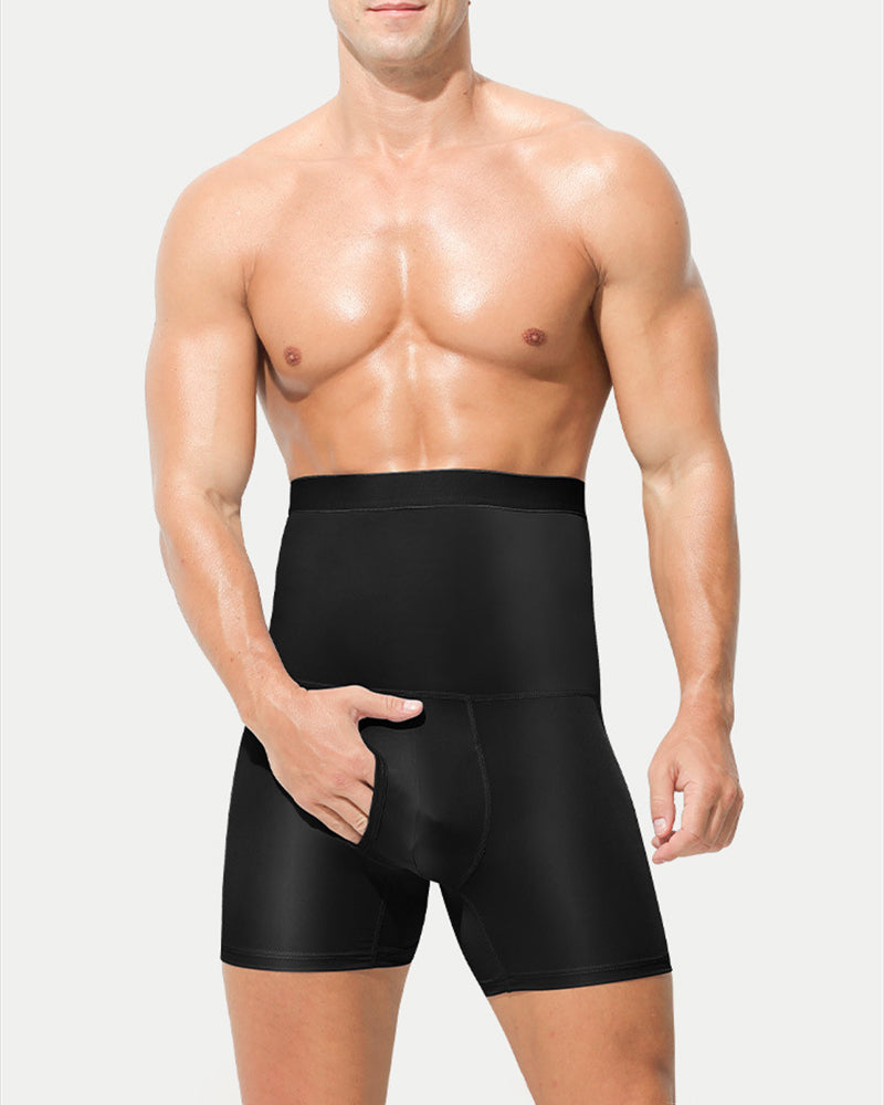 L-5XL,[High-Waist Sports Boxer Briefs] Waist Support,Tummy Control, Extended Length,Boxer Trunks for Plus-Size Men