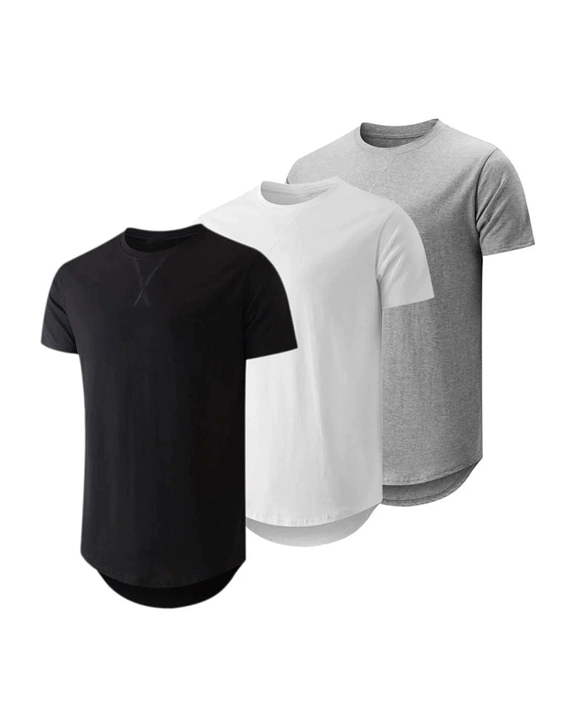 S-4XL Men's Three-Piece Hip-Hop Style Long Pullover T-Shirt