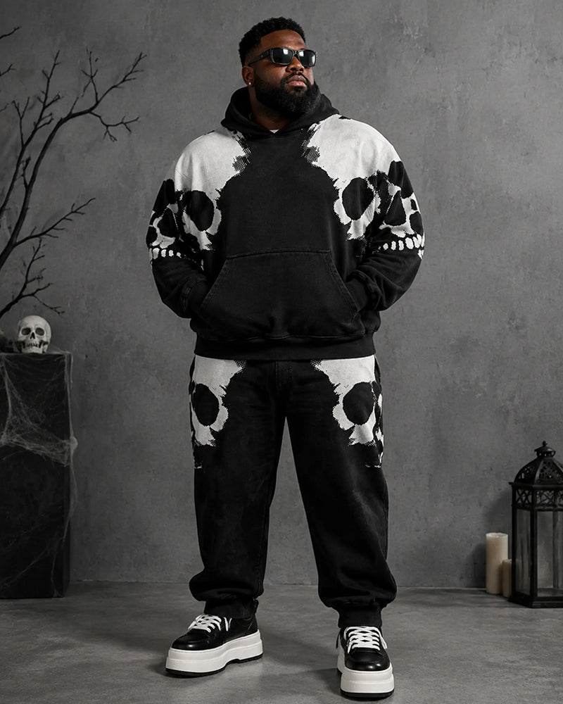 Big & Tall Men's Skull Print Hoodie Set