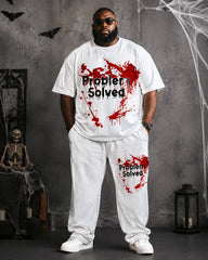 Big & Tall Men's Halloween Graffiti Problem Solved Printed T-Shirt And Pants Set