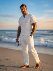 S-3XL Sports Leisure Solid Color V-neck Loose Short-sleeved 2-piece Set