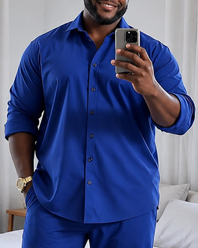 Big & Tall Men's Royal Blue Long Sleeve Shirt Pants Set