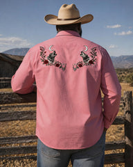 Big & Tall Men's Wolf Whistling Rose Printed Long Sleeve Shirt