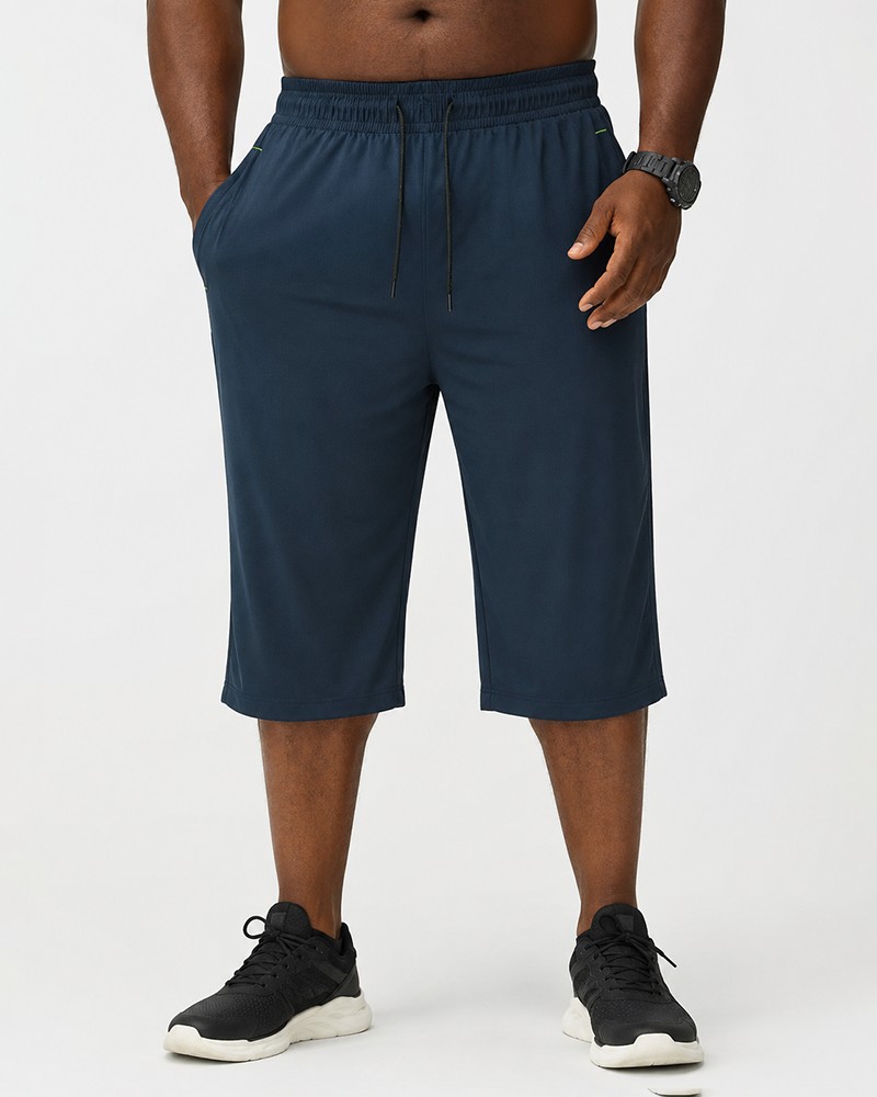 M-8XL Men's Six-point Pants Loose Solid Color Casual Cropped Pants