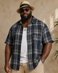 M-4XL Lapel Plaid Shirt